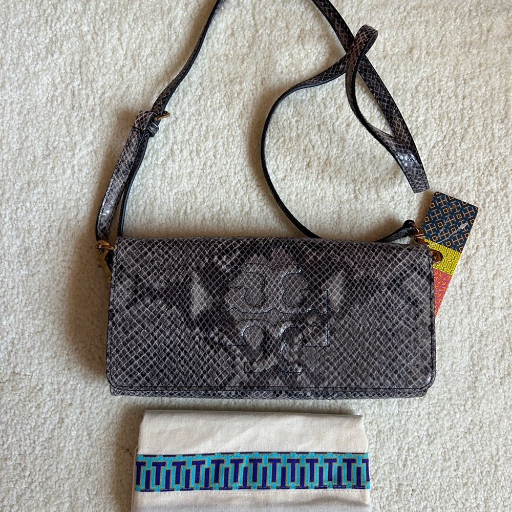 Tory Burch Snakeskin Crossbody Bag with Adjustable Strap